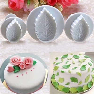 Picture of 3-Piece Star /Love/Leaf Fondant Plunger Cutter Set Cake Cookies Decorating Tool Mold