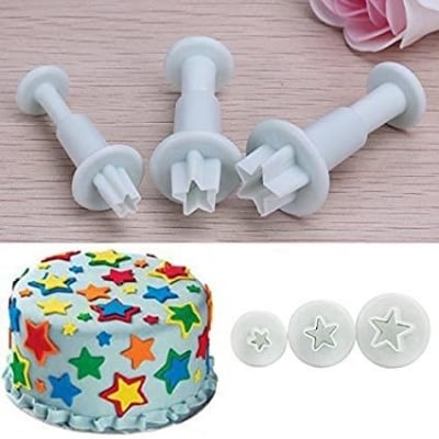 Picture of 3-Piece Star /Love/Leaf Fondant Plunger Cutter Set Cake Cookies Decorating Tool Mold