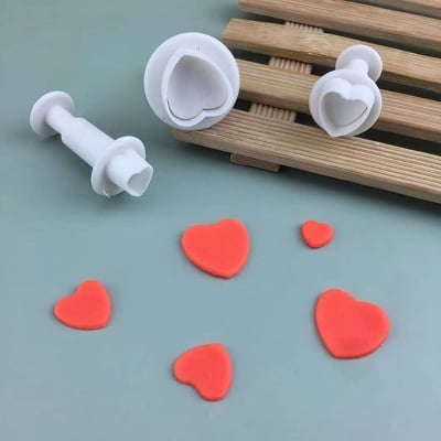 Picture of 3-Piece Star /Love/Leaf Fondant Plunger Cutter Set Cake Cookies Decorating Tool Mold
