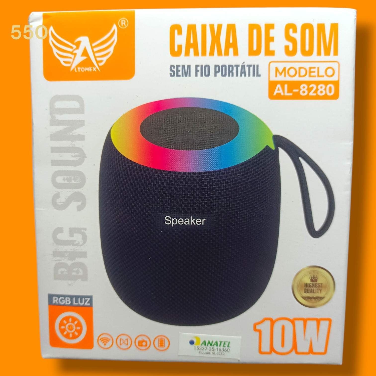 Picture of ATOMEX AL-8280 Big Sound 10W Portable Wireless Bluetooth Speaker with RGB Light TWS-Black