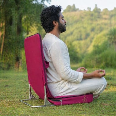 Picture of Floor Chair, Meditation Chair, Fishing Chair, Adjustable Chair, Padded Floor Seat, Portable Folding Chair (Magenta)