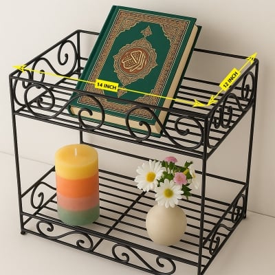 Picture of Wall Rack | Metal Shelf | Multipurpose Metal | Wall Hanging Shelf for Prayer Mat | Plants and Books Rack | Wall Mount Shelf Bookshelf | Towel Rail Wall (Black)