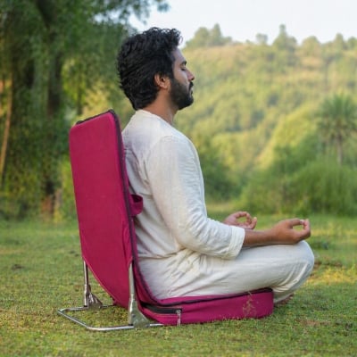 Picture of Floor Chair | Meditation Chair | Fishing Chair | Adjustable Chair | Padded Floor Seat | Portable Folding Chair (Magenta)