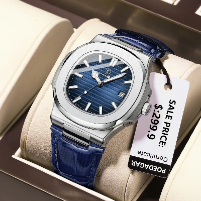 Picture of POEDAGAR 613 Mens New Luxury Watch  Date Week Leather Strap Watch Casual Men's Quartz Watches