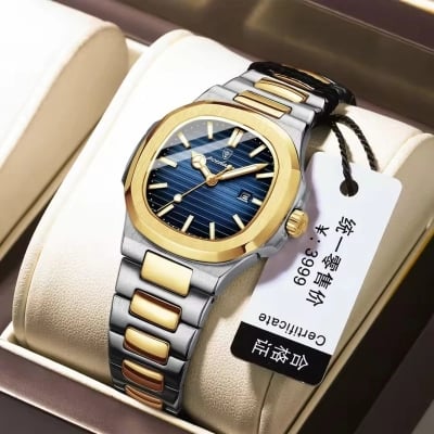 Picture of POEDAGAR  Luxury Square Watch for men Waterproof Luminous Date Stainless Steel Quartz men’s