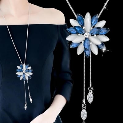 Picture of Korean Version Of The Autumn And Winter Snow Flower Sweater Chain Long Section Versatile Su Necklace Ladies Sweater Pendant Necklace Decoration Pendant - Necklace For Girls