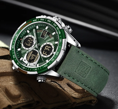 Picture of Naviforce 9197 Top Brand Luxury Pu Leather Casual Military Sport Man Wristwach Dual Time Watch - Watch For Men