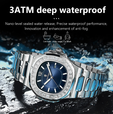 Picture of POEDAGAR 918 Luxury Square Man Wristwatch Luminous Waterproof Date Men Watch Stainless Steel Men's Quartz Watches Casual Male Clock
