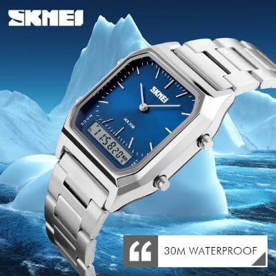 Picture of SKMEI 1220 Alloy Case 30M Waterproof Luminous Business Classic Quartz Digital Dual Display Watch