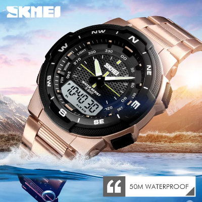 Picture of SKMEI 1370 Stainless Steel Waterproof Wrist Watch For Men