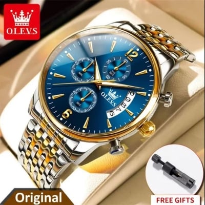 Picture of Olevs 2867 BLACK STAINLESS STEEL CHRONOGRAPH WRIST WATCH FOR MEN - BLACK