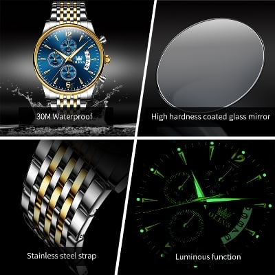 Picture of Olevs 2867 BLACK STAINLESS STEEL CHRONOGRAPH WRIST WATCH FOR MEN - BLACK