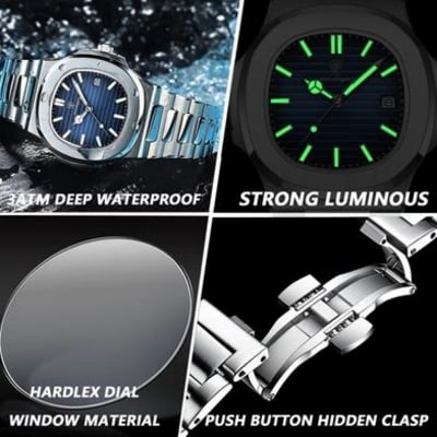 Picture of POEDAGAR 613 Luxury Watch Business Waterproof Male Clock Luminous Date Stainless Steel Square Quartz Men Watch