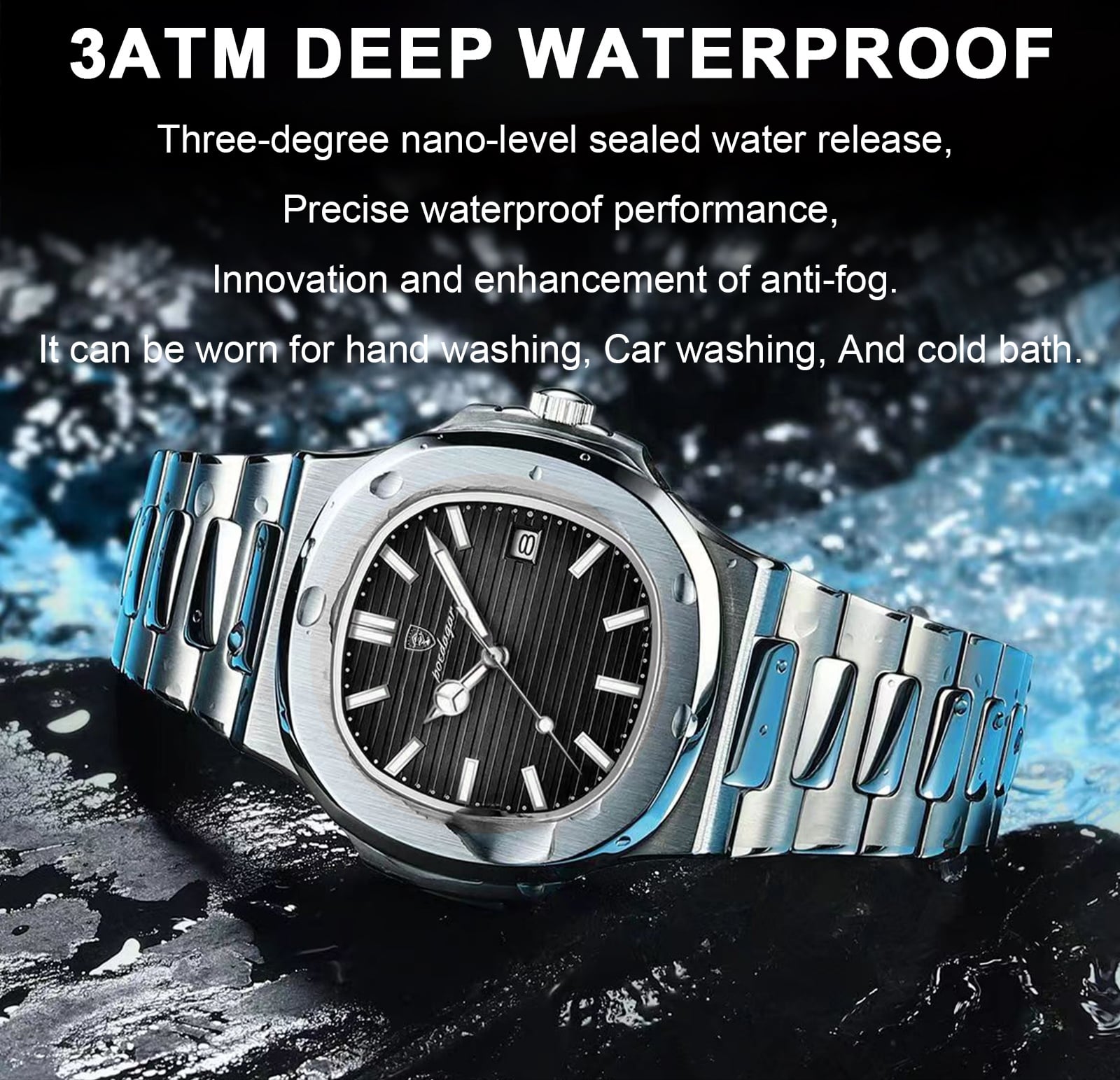 Picture of POEDAGAR 613 Luxury Watch Business Waterproof Male Clock Luminous Date Stainless Steel Square Quartz Men Watch