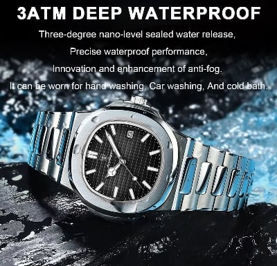 Picture of POEDAGAR 613 Luxury Watch Business Waterproof Male Clock Luminous Date Stainless Steel Square Quartz Men Watch