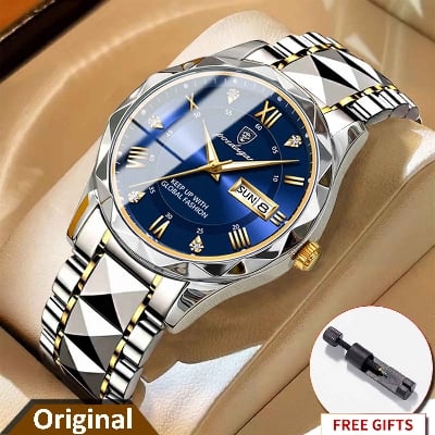 Picture of Podedagar 615  Men's Luxury Brand Watch, Waterproof, Luminous, Week Date, Stainless Steel, Quartz