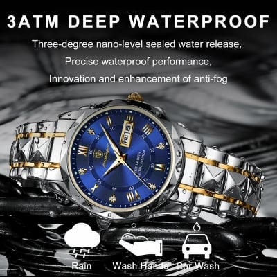 Picture of Podedagar 615  Men's Luxury Brand Watch, Waterproof, Luminous, Week Date, Stainless Steel, Quartz