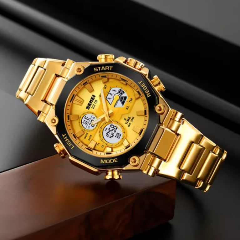 Picture of SKMEI 2210 Gold Wrist Watches for Men Digital Original Watch Digital Minimalist