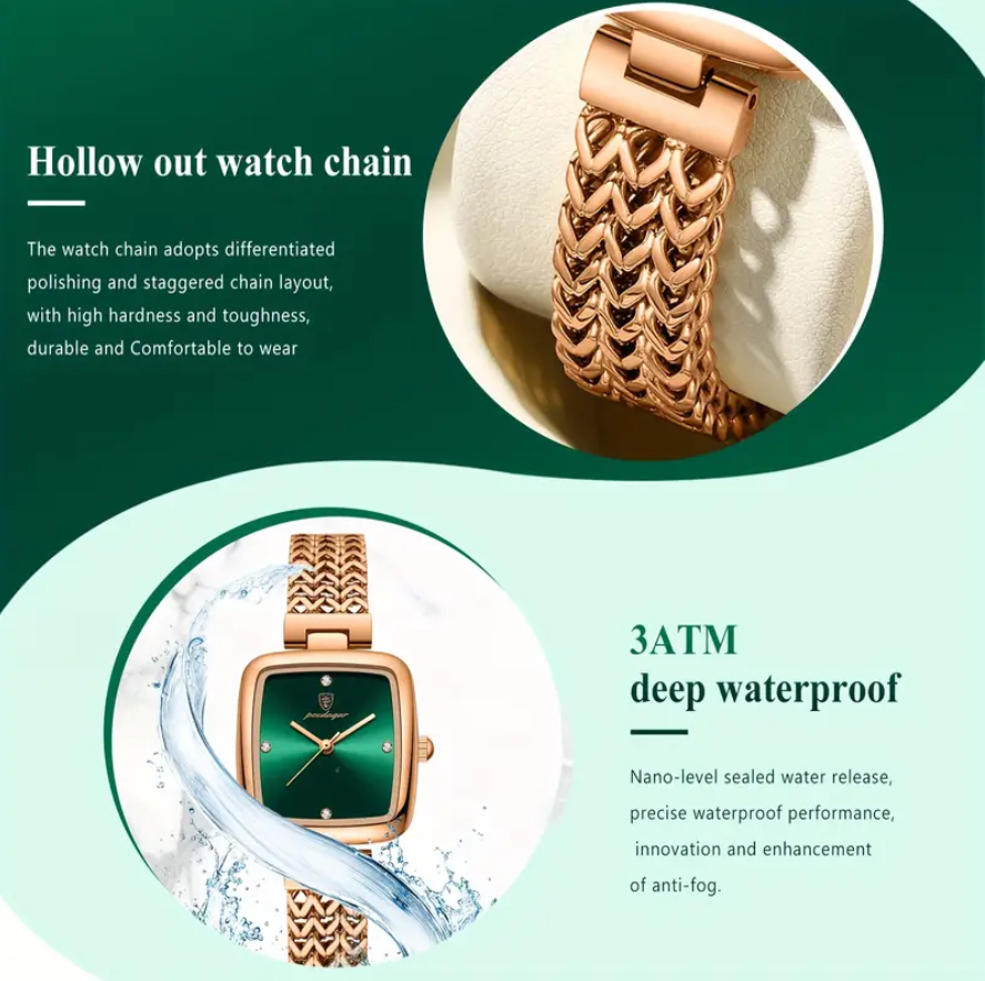 Picture of POEDAGAR 768 Luxury Square Watch for Woman Waterproof Stainless Steel Ladies Quartz Watch Dress Elegant Women Watches Fashion reloj