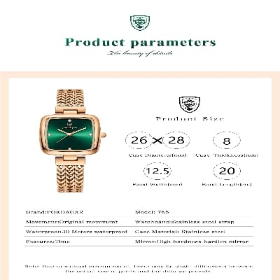 Picture of POEDAGAR 768 Luxury Square Watch for Woman Waterproof Stainless Steel Ladies Quartz Watch Dress Elegant Women Watches Fashion reloj