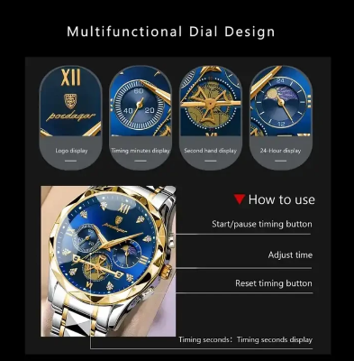 Picture of POEDAGAR 996 Luxury Man Wristwatch Waterproof Luminous Chronograph Watch for Men Stainless Steel Men's Quartz Watches reloj hombre