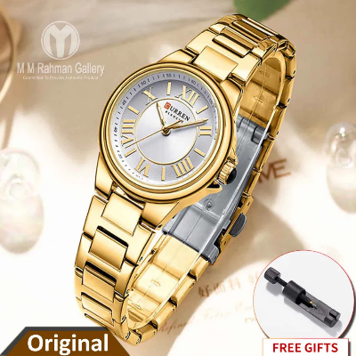 Picture of CURREN 9091 Stainless Steel Elegant Design Women Quartz Watch – Golden Blue Color