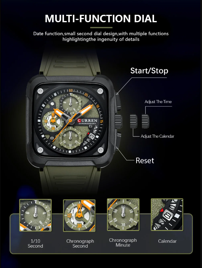 Picture of CURREN 8461 Brand Rubber Straps Watch For Men