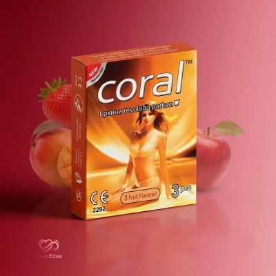 Picture of Coral 3 Fruits Flavor Condom Girl 1 Packet (3 Pcs)
