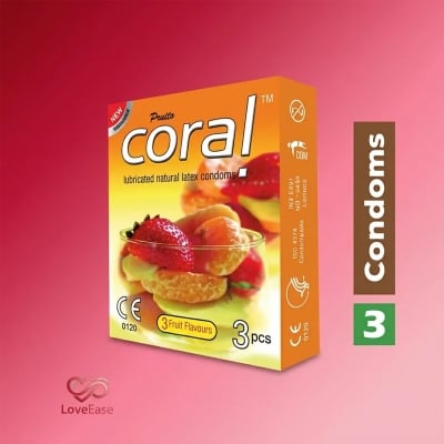 Picture of Coral 3 Fruits Flavor Condom Fruits 1 Packet (3 Pcs)