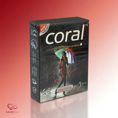Picture of Coral Extra Time Black Condom 1 Packet (3 Pcs)