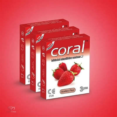 Picture of Coral Strawbery Flavor Condom 3 Packet (9 pcs)