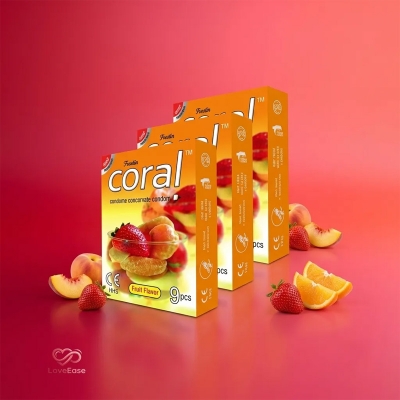 Picture of Coral 3 Fruits Flavor Condom Fruits 3 Packet (9 Pcs)