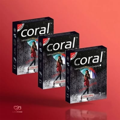 Picture of Coral Extra Time Black Condom 3 Packet (9 Pcs)