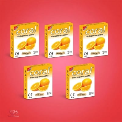 Picture of Coral Orange Flavor Condom 5 Packet (15 pcs)