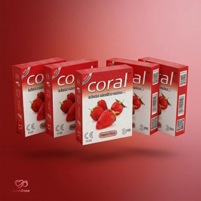 Picture of Coral Strawbery Flavor Condom 5 Packet (15 pcs)