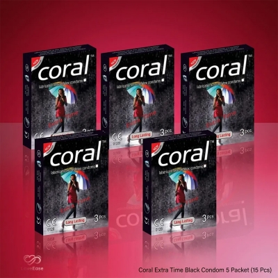Picture of Coral Extra Time Black Condom 5 Packet (15 Pcs)