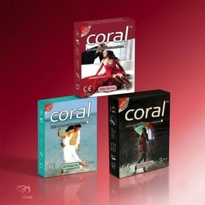 Picture of Coral Extra Time Black, Dotted Extra Time, Ultra Thin Condom 3 Packet (9 Pcs)