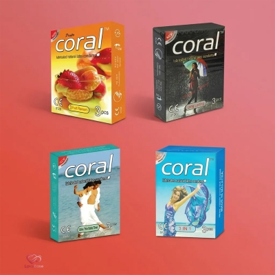 Picture of Coral 3 Fruits, Extra Time Black, 3-in-1, Ultra Thin Condom 4 Packet (12 Pcs)