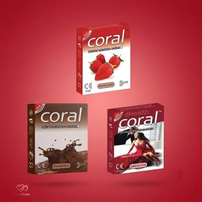 Picture of Coral Strawberry, Chocolate Flovered & Dotted Extra Time Condom 3 Packet (9 Pcs)