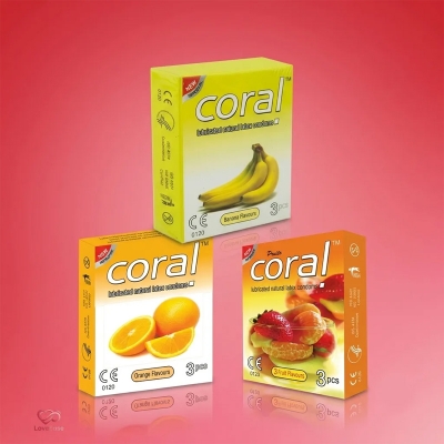 Picture of Coral Banana, Orange, 3 Fruits (Fruits) Mix Condom 3 Packet (9 Pcs)