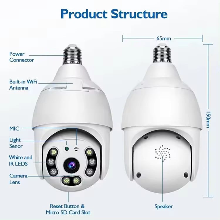 Picture of 4G Sim System Outdoor Bulb Ip Camera White 