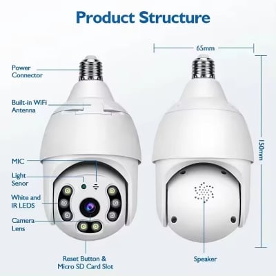 Picture of 4G Sim System Outdoor Bulb Ip Camera White 