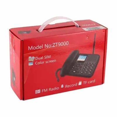 Picture of DLNA ZT9000 Dual Sim Land Phone With Color Display FM Radio Black 