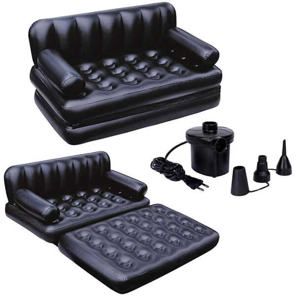Picture of ouble 5 in 1 Multifunctional Couch Inflatable Air Sofa Bed Black 