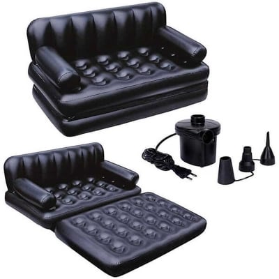 Picture of ouble 5 in 1 Multifunctional Couch Inflatable Air Sofa Bed Black 