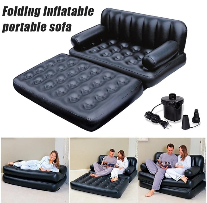 Picture of ouble 5 in 1 Multifunctional Couch Inflatable Air Sofa Bed Black 