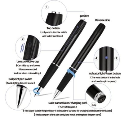 Picture of Pen Ip Camera Hidden Black 