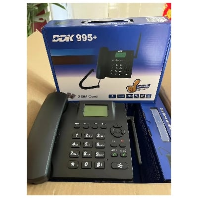 Picture of DDK995+ GSM Desk TelePhone – Dual SIM, LCD Display, SMS, FM Radio Wireless Home & Office Communication Black 