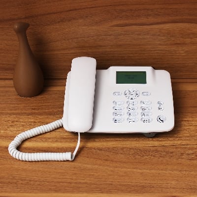 Picture of F317 4G LTE Desktop TelePhone with Dual SIM, Call Recording, SD Card, Sound, and AC/DC Power Support White 