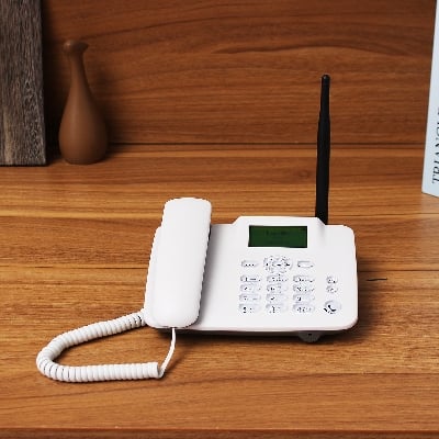 Picture of F317 4G LTE Desktop TelePhone with Dual SIM, Call Recording, SD Card, Sound, and AC/DC Power Support White 